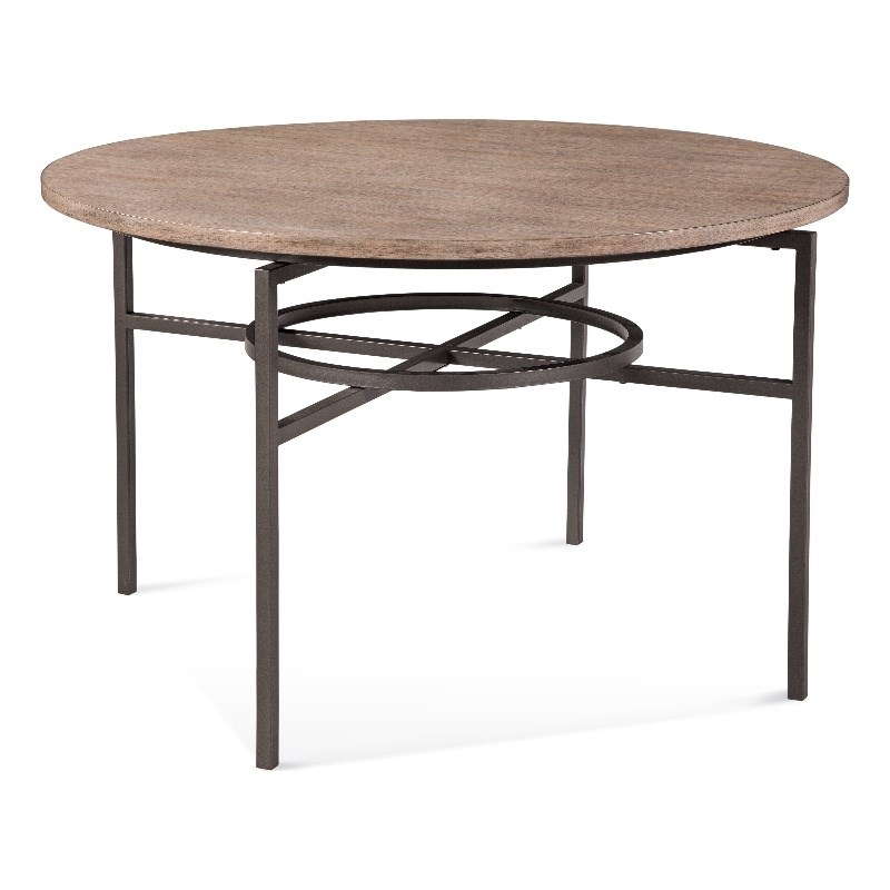 Hannaford Wood and Metal Round Dining Table in Gray