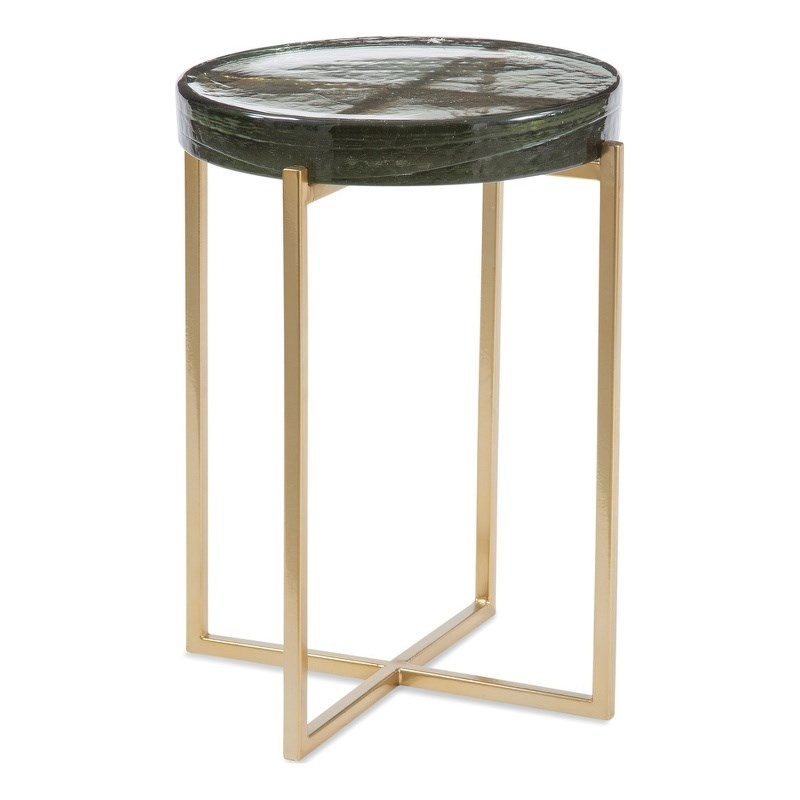 Marilee Metal and Cast Glass Accent Table in Gold