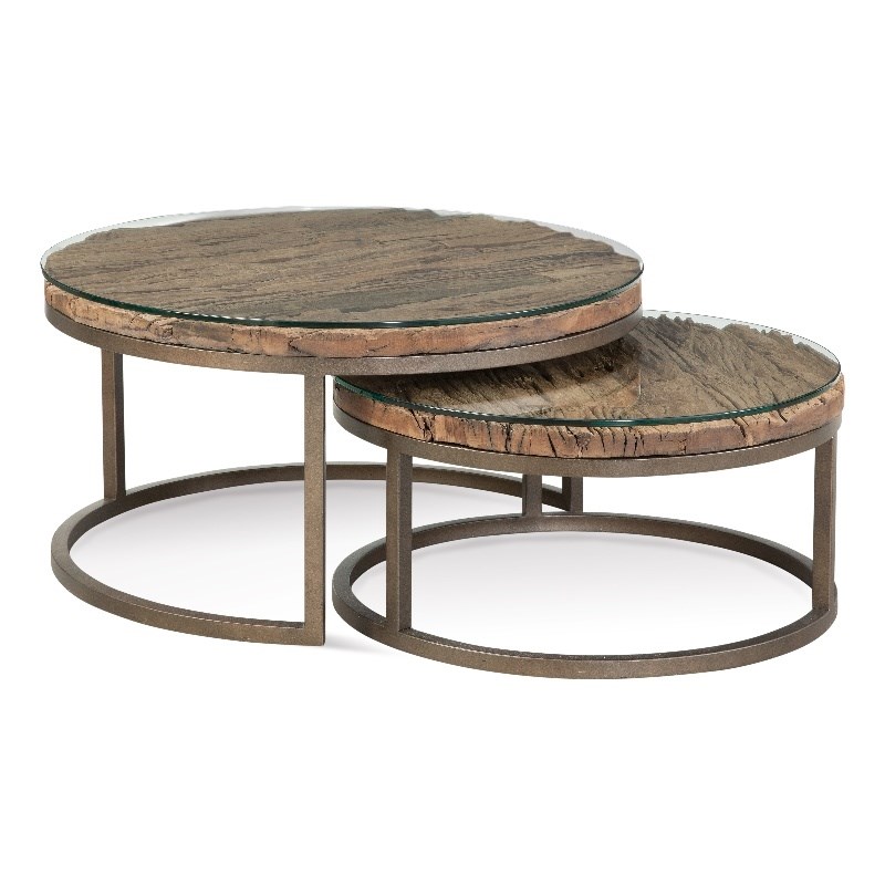 Cambria Reclaimed Wood Nesting Table in Brown