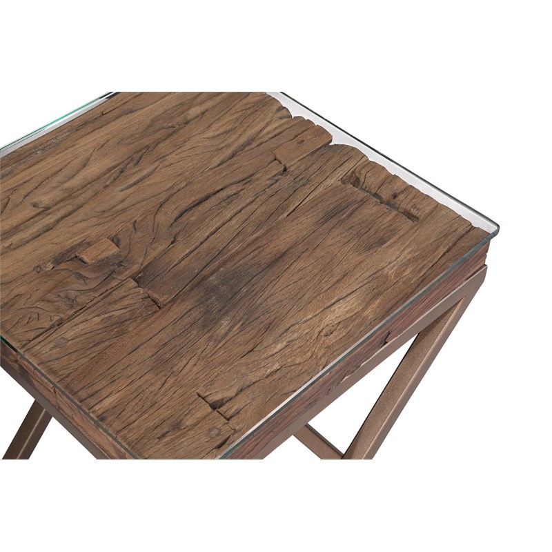 Cambria Reclaimed Wood End Table in Brown
