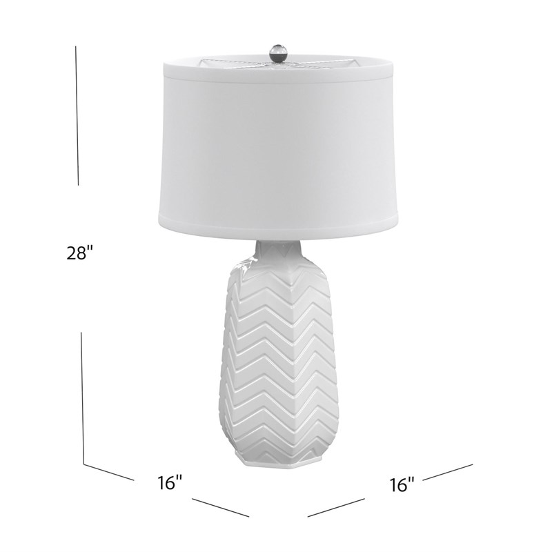 Dalia Ceramic Table Lamp in White by Bassett Mirror