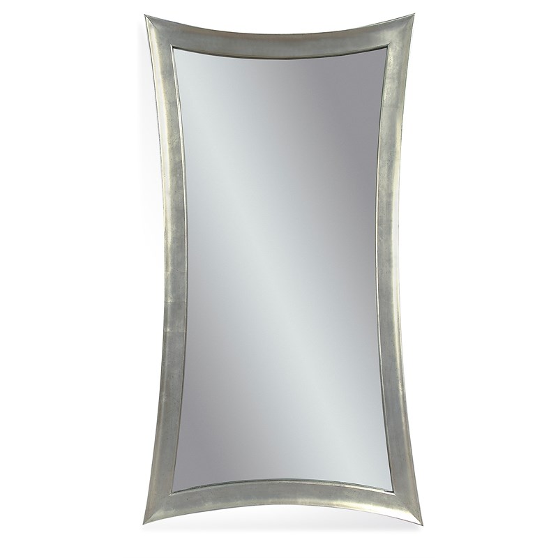 Hour-Glass Shaped Leaner Mirror in Silver Leaf Resin
