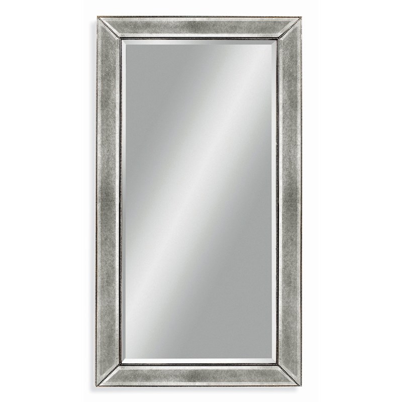 Beaded Wall Mirror in Silver Leaf Wood Frame