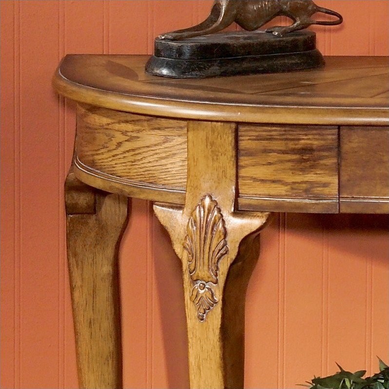 Butler Specialty Demilune Console Table in Vintage Oak