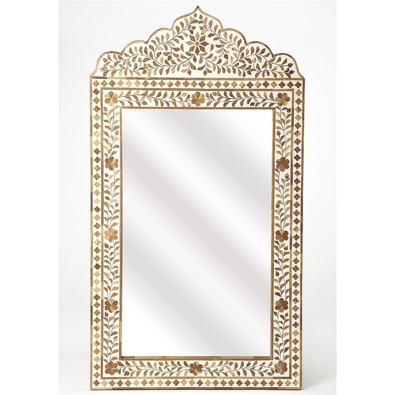 Butler Specialty Decorative Mirror in Brown and White Bone Inlay