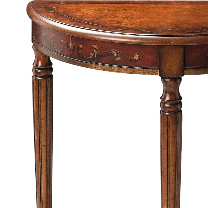 Butler Bellini Hand Painted Demilune Console Table in Cherry Finish