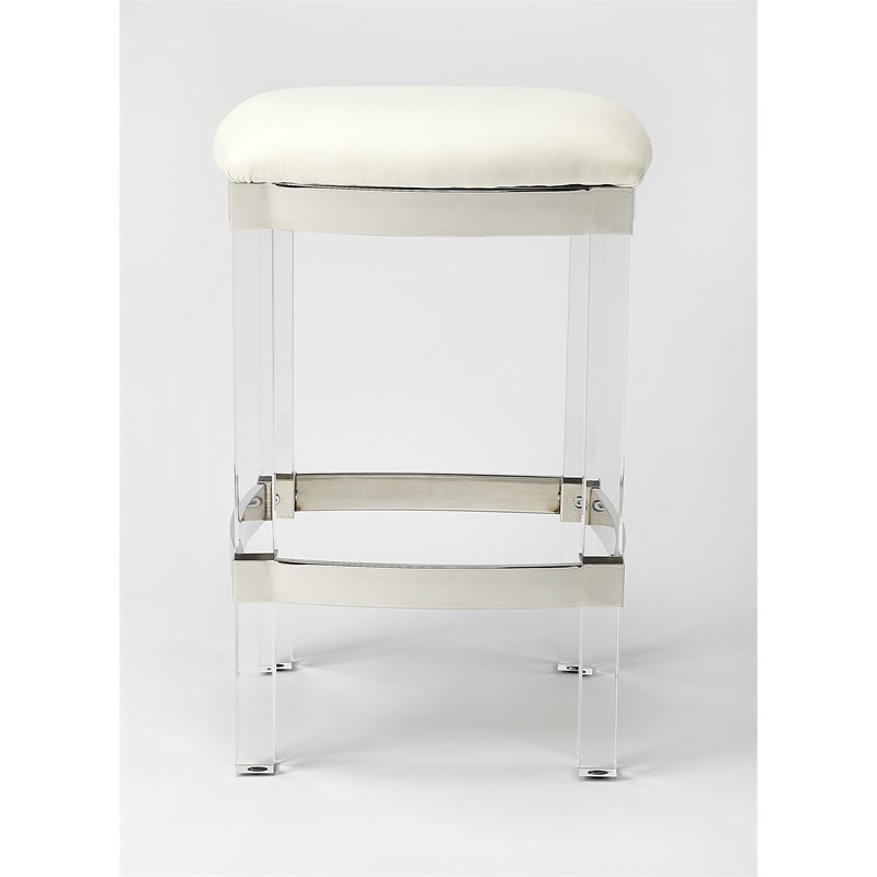 Butler Specialty Jordan Acrylic Leather Counter Stool in White