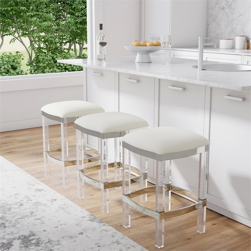 Butler Specialty Jordan Acrylic Leather Counter Stool in White