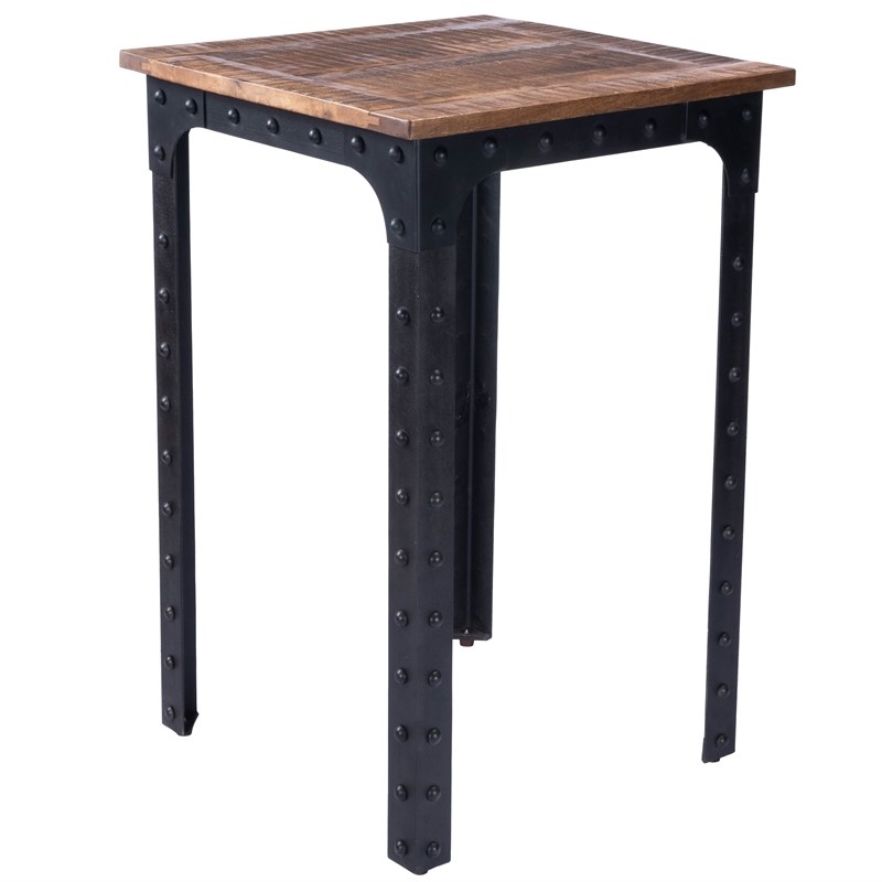 Butler Specialty River Wood & Metal Iron Pub Table in Beige