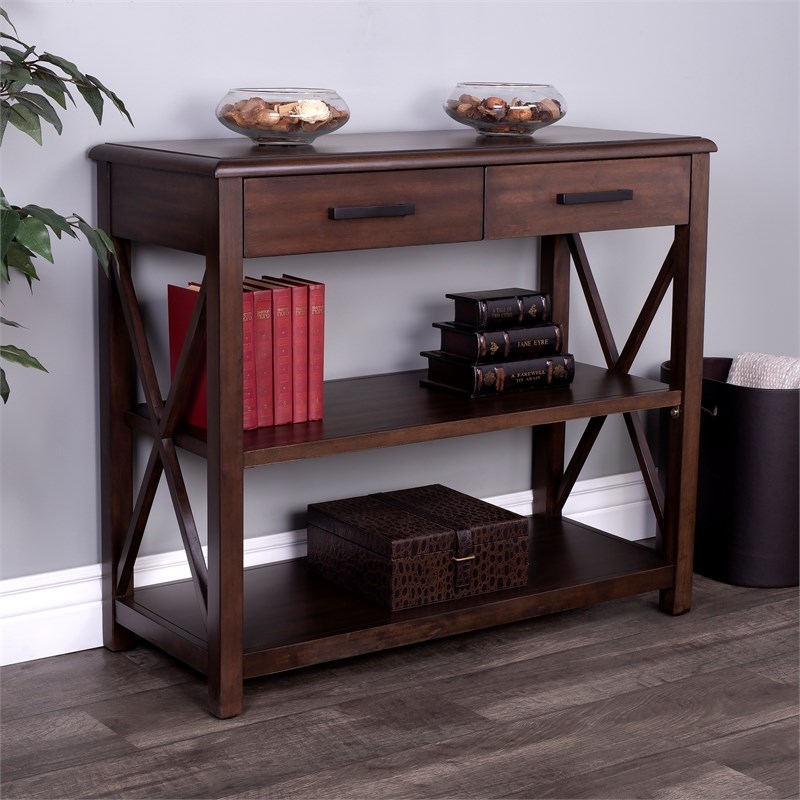 butler specialty adrik console table with storage in dark brown 5471403