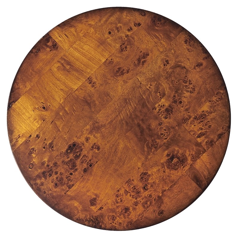 Round Rubberwood Accent Table in Olive Ash Burl