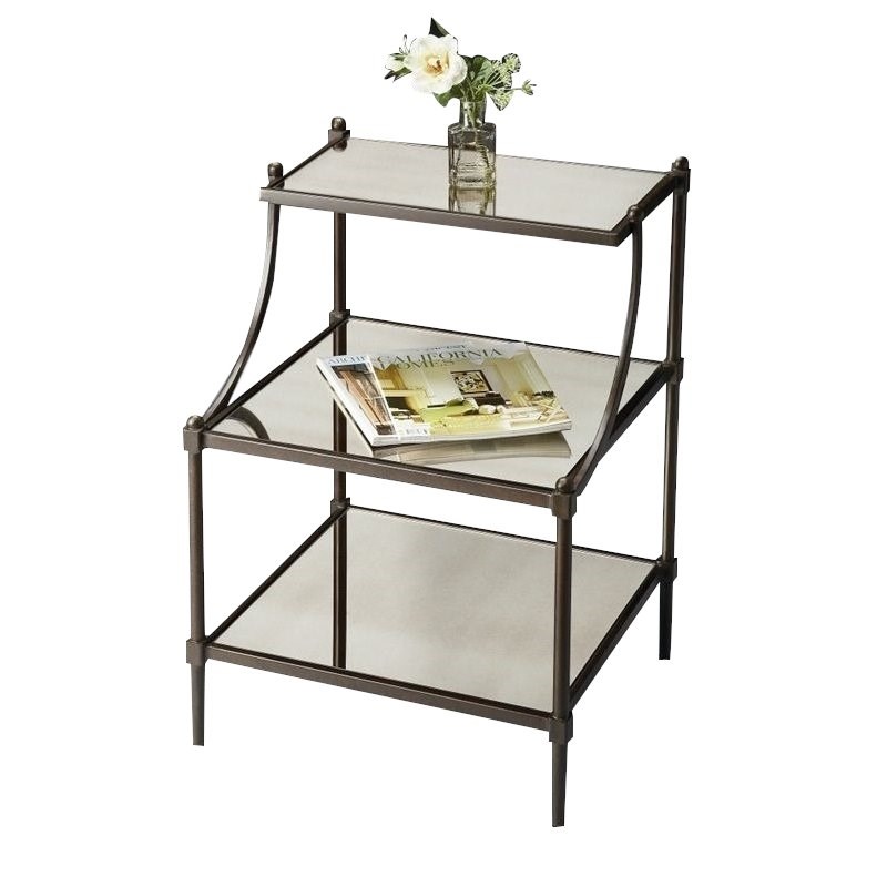 Butler Specialty Metalworks Tiered Mirrored Side Table in Light Bronze