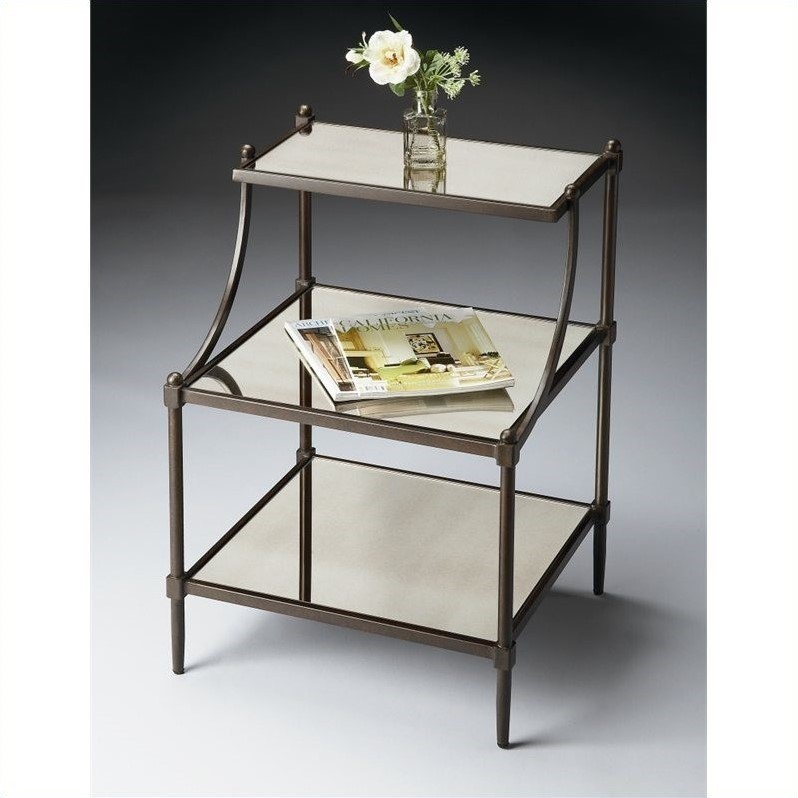 Butler Specialty Metalworks Tiered Mirrored Side Table in Light Bronze