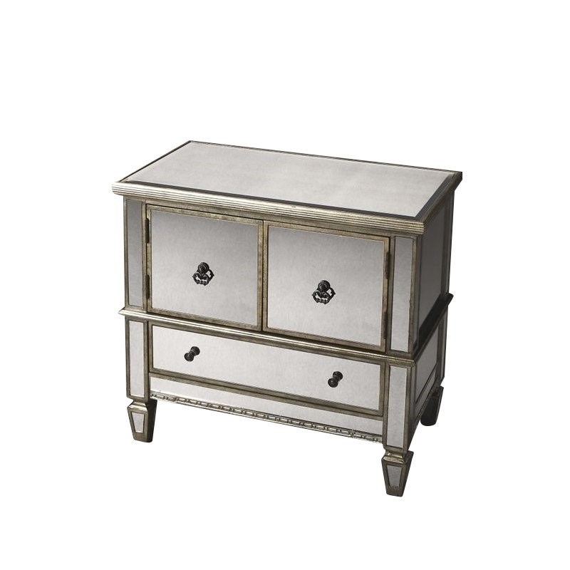 Butler Specialty Masterpiece Celeste Mirrored Accent Chest in Pewter