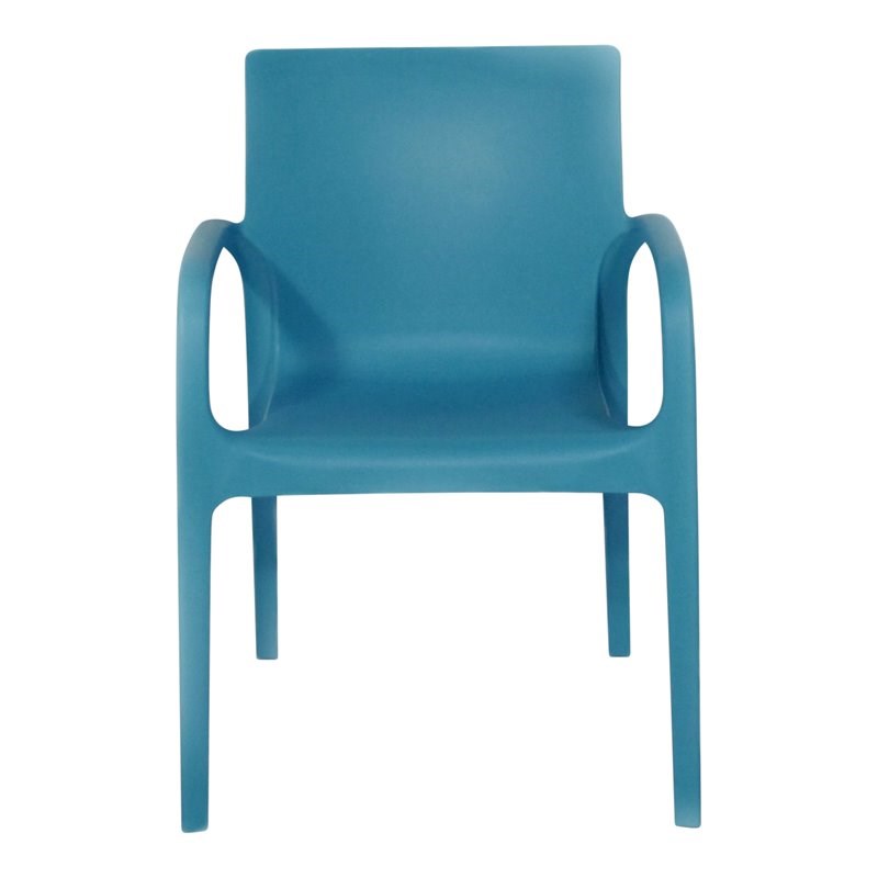 Strata Furniture Alissa Weatherproof Polypropylene Chair in Blue (Set of 2)