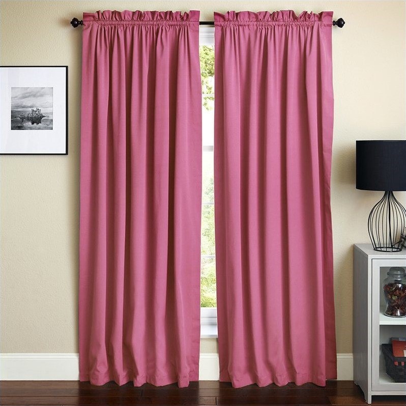 Blazing Needles 84 inch Twill Curtain Panels in Bery Berry (Set of 2)