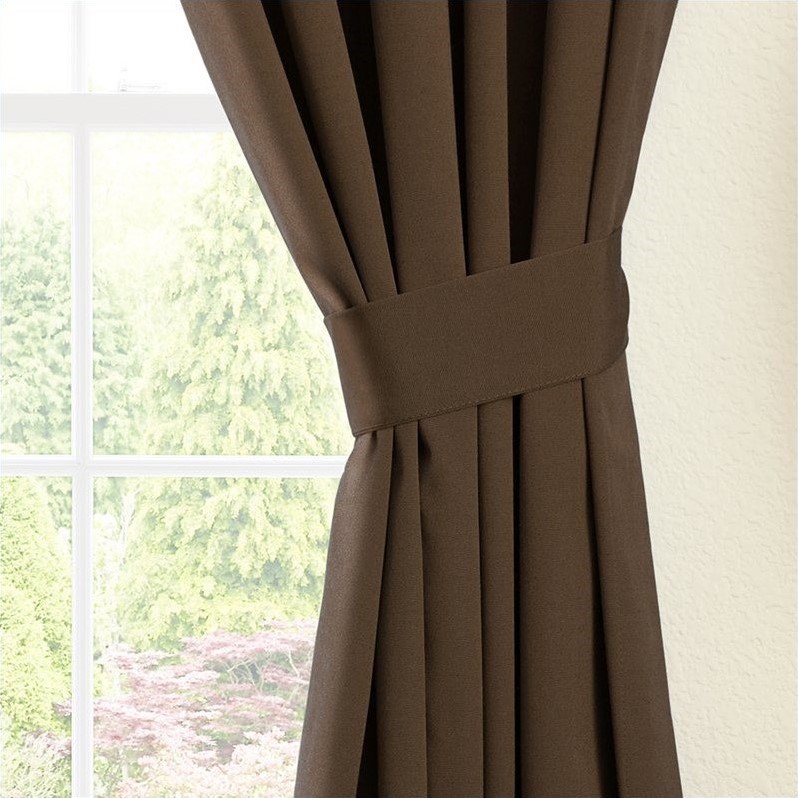 Blazing Needles 84 inch Twill Curtain Panels in Chocolate (Set of 2)