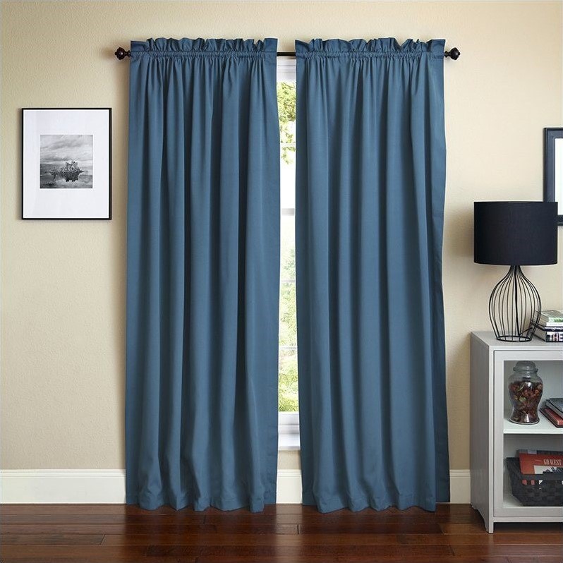 Blazing Needles 84 inch Twill Curtain Panels in Indigo (Set of 2)