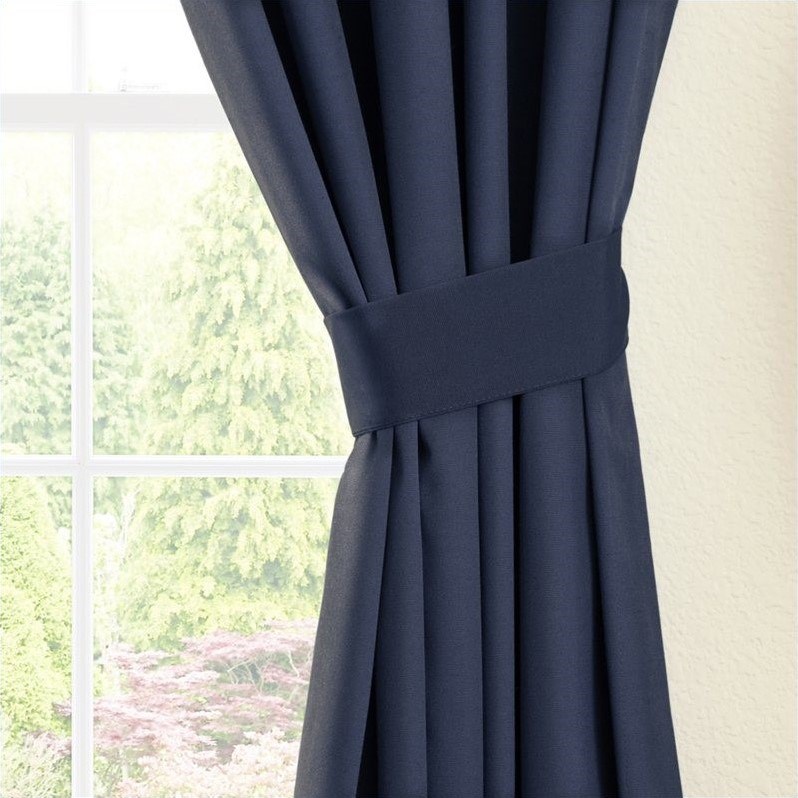 Blazing Needles 84 inch Twill Curtain Panels in Navy Blue (Set of 2)