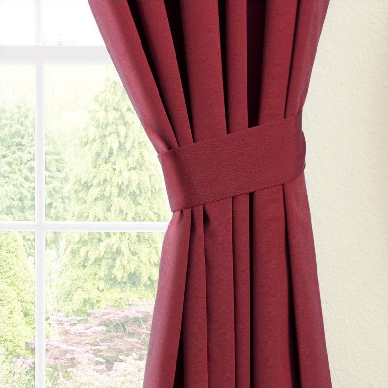 Blazing Needles 84 inch Twill Curtain Panels in Ruby Red (Set of 2)