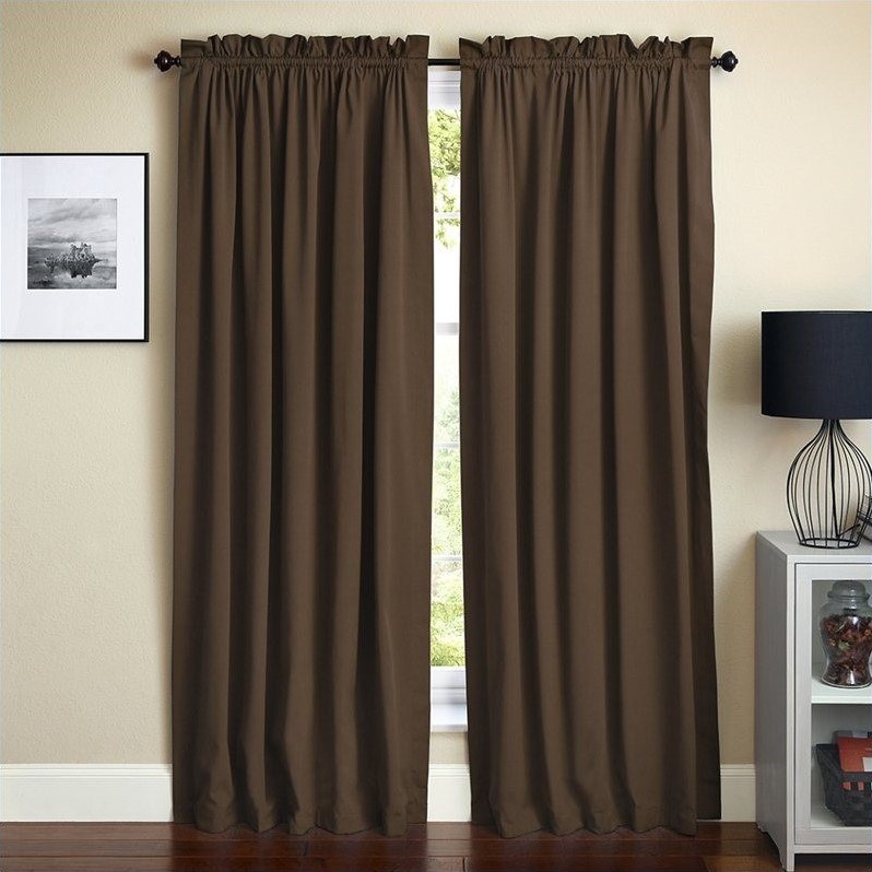 Blazing Needles 108 inch Twill Curtain Panels in Chocolate (Set of 2)
