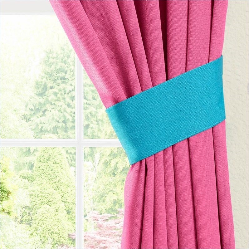 Blazing Needles 84 inch Twill Curtain Panels in Aqua Blue and Bery Berry (Set of 2)