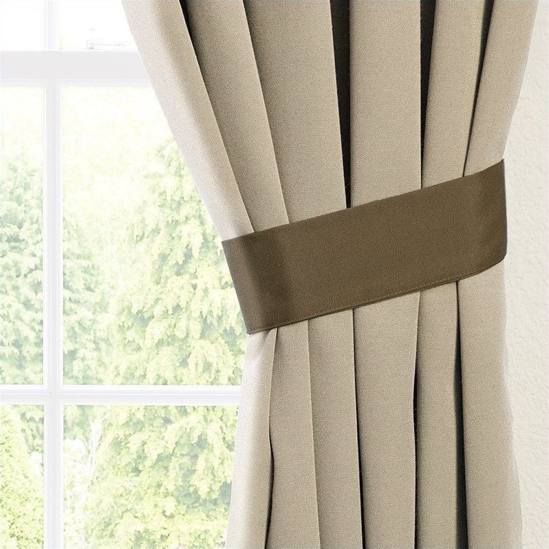 Blazing Needles 84 inch Twill Curtain Panels in Chocolate and Toffee (Set of 2)