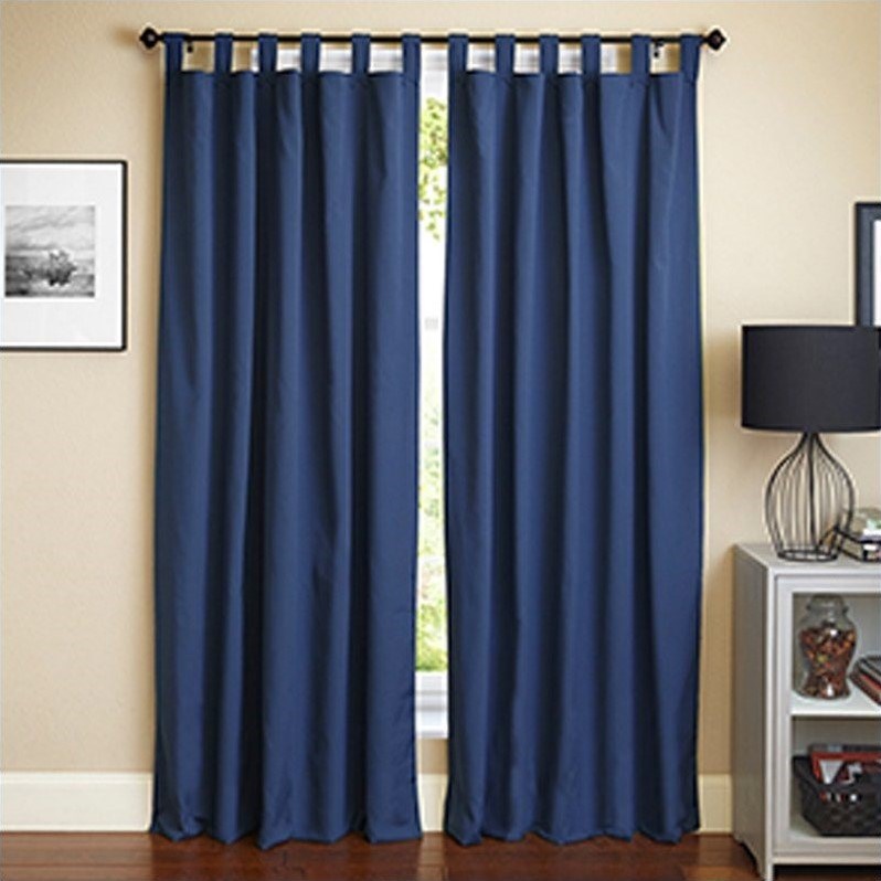 Blazing Needles 84 inch Twill Curtain Panels in Navy Blue and Ruby Red (Set of 2)