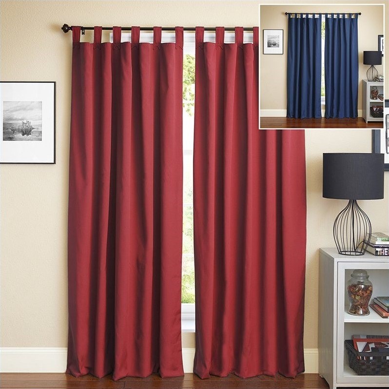 Blazing Needles 84 inch Twill Curtain Panels in Navy Blue and Ruby Red (Set of 2)
