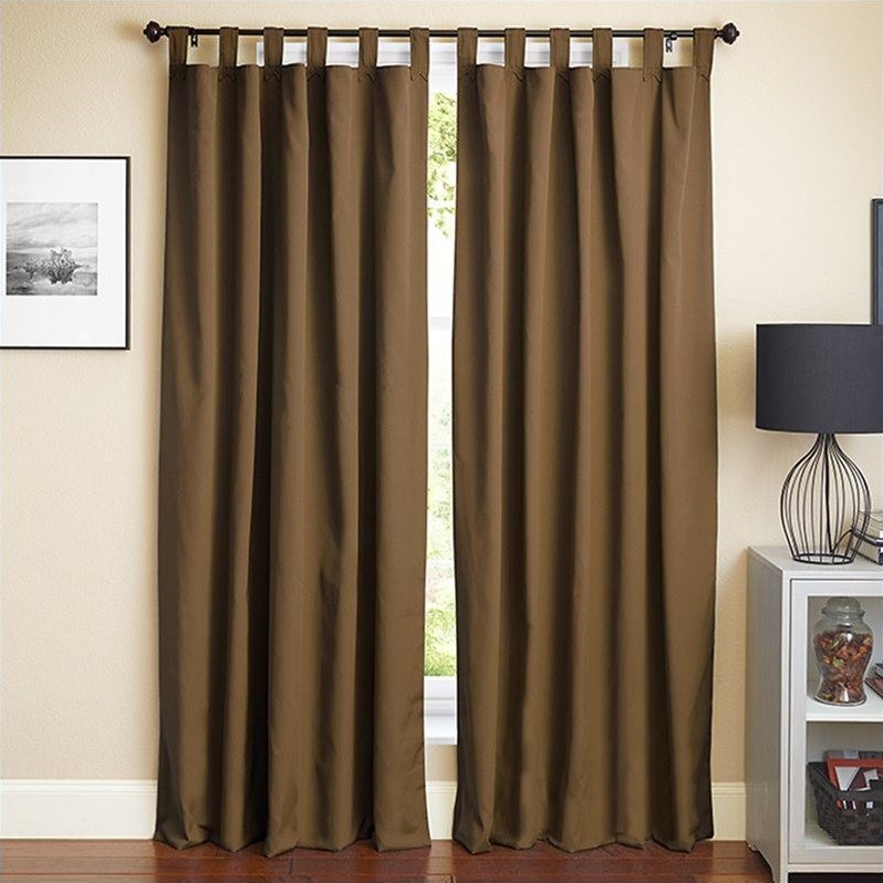 Blazing Needles 108 inch Twill Curtain Panels in Chocolate and Toffee (Set of 2)