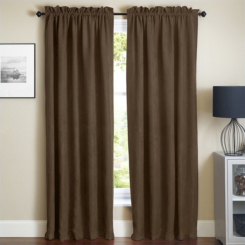 Blazing Needles 84 inch Blackout Curtain Panels in Chocolate (Set of 2)