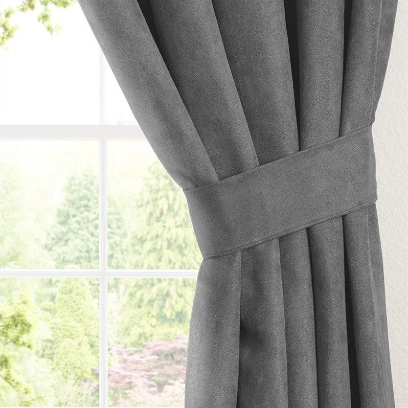 Blazing Needles 84 inch Blackout Curtain Panels in Steel Gray (Set of 2)