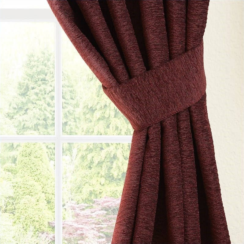 Blazing Needles 84 inch Curtain Panels in Bordeaux (Set of 2)