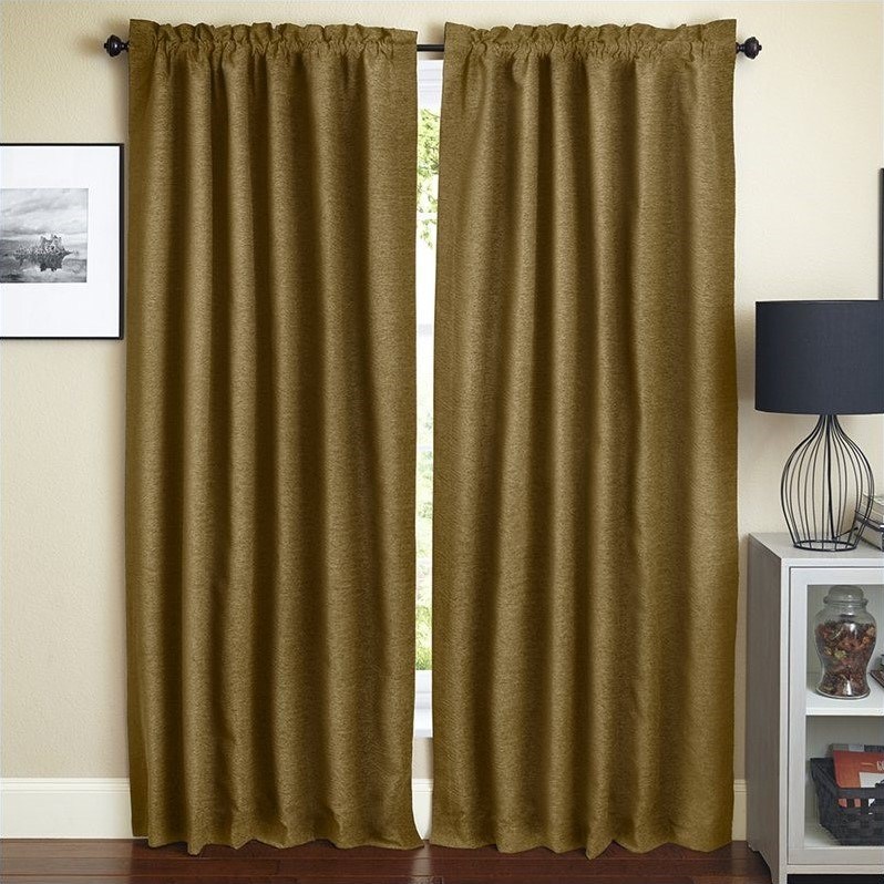 Blazing Needles 84 inch Curtain Panels in Champaign (Set of 2)