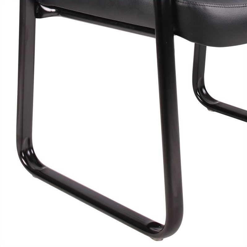 Boss Office Products Leather Guest Chair with Sled Base in Black