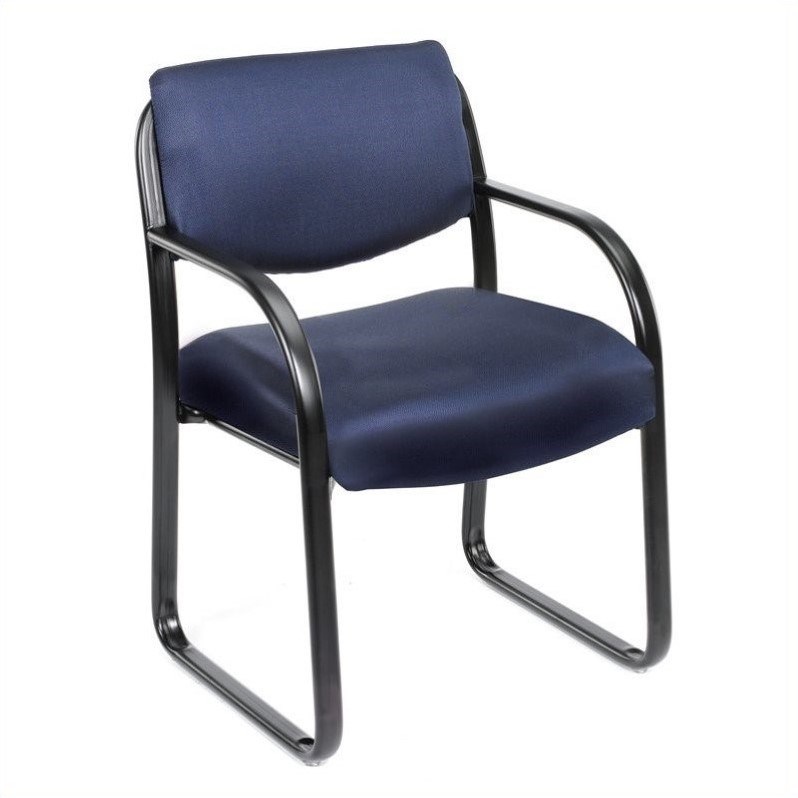 Boss Office Products Fabric Sled Base Guest Chair with Arms in Blue