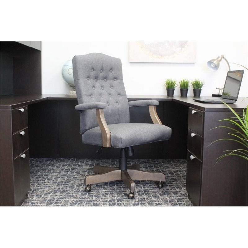 Boss Refined Rustic Executive Chair in Slate Gray Commercial Grade Homesquare