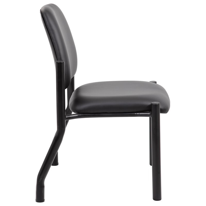 Boss Office Big and Tall Faux Leather Guest Chair in Black