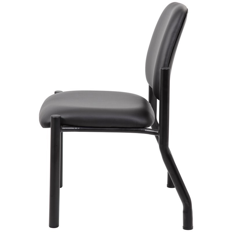 Boss Office Big and Tall Faux Leather Guest Chair in Black