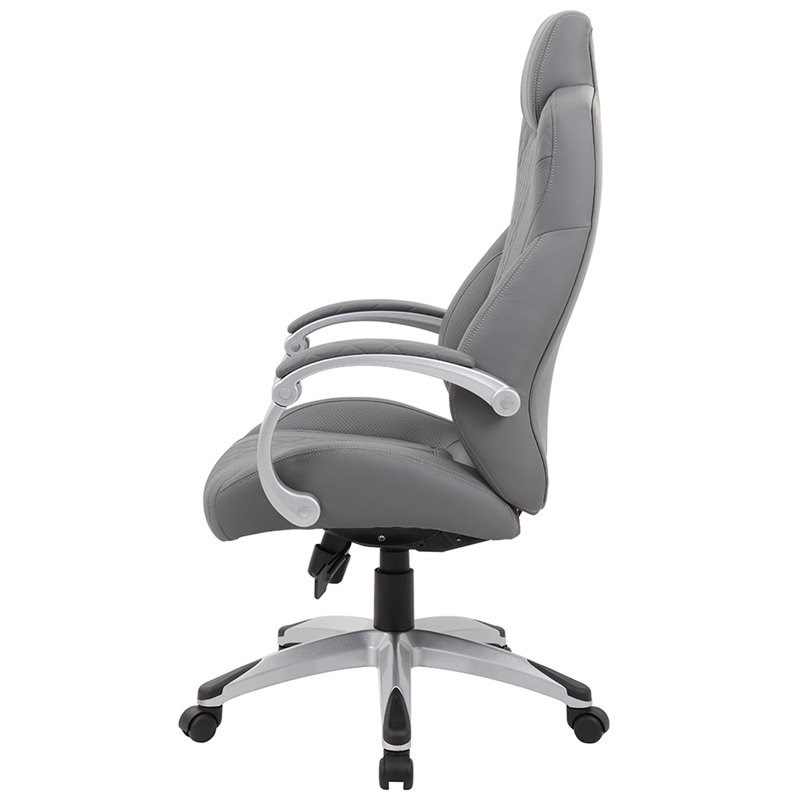 boss office albany faux leather swivel executive office chair in gray