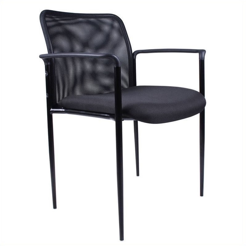Boss Office Products Contemporary Stacking Guest Arm Stacking Guest Chair in Black