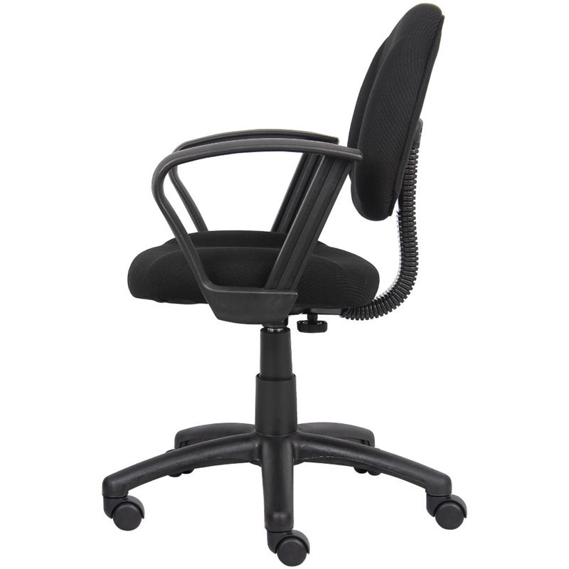Boss Office Mid Back Ergonomic Fabric Office Swivel Chair With Arms in Black