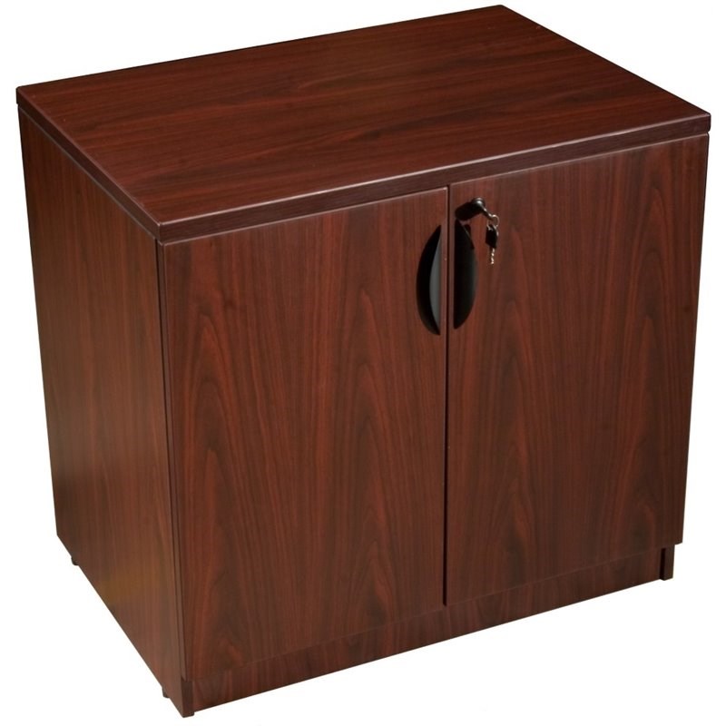 boss office 2 door wooden storage cabinet in mahogany - n113-m