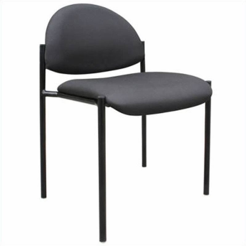 Boss Office Armless Fabric Stacking Chair in Black