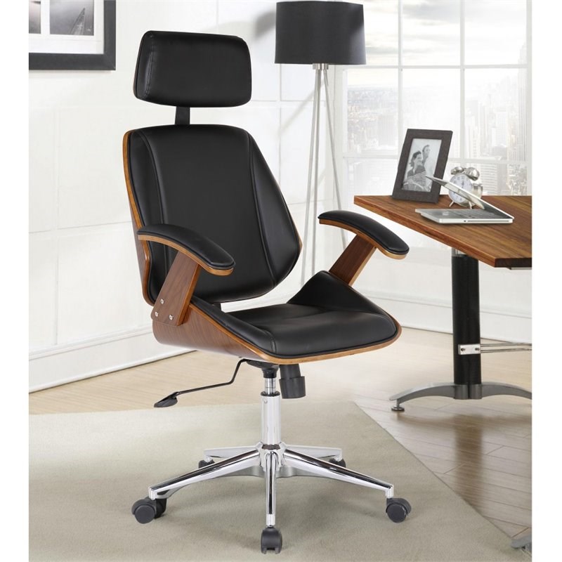 Armen Living Century Faux Leather Office Chair in Black
