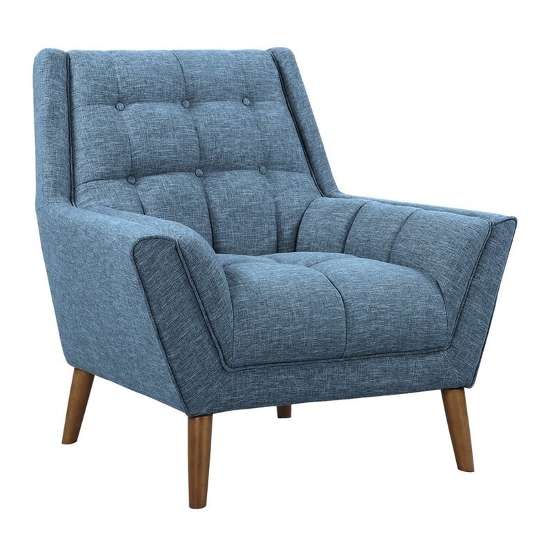 Armen Living Cobra Linen Fabric Upholstered Chair in Blue