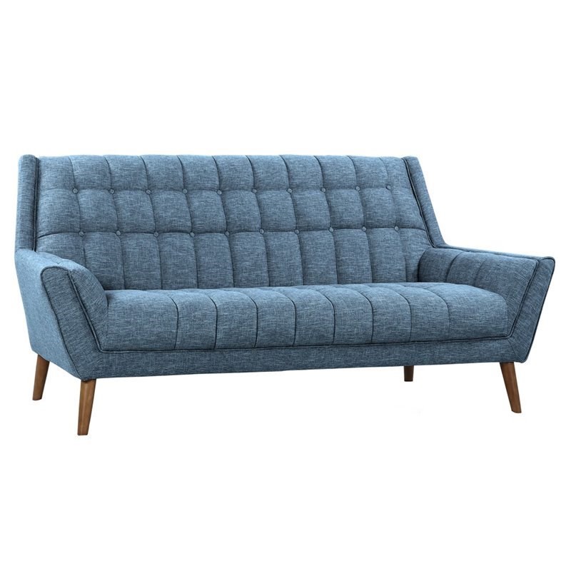 Armen Living Cobra Linen Fabric Upholstered Sofa in Blue