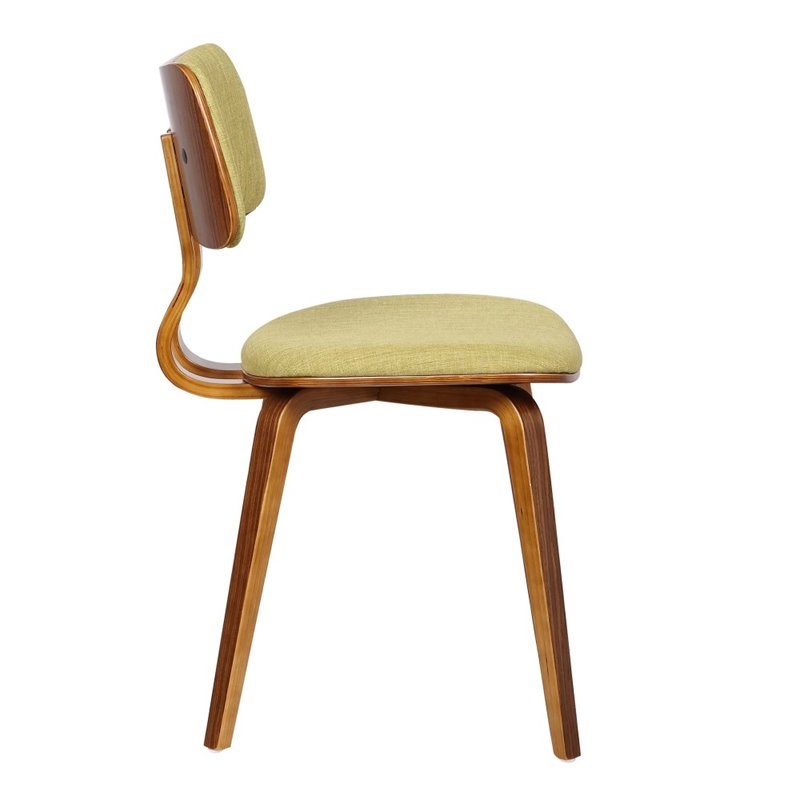 Armen Living Jaguar Dining Chair in Walnut and Green