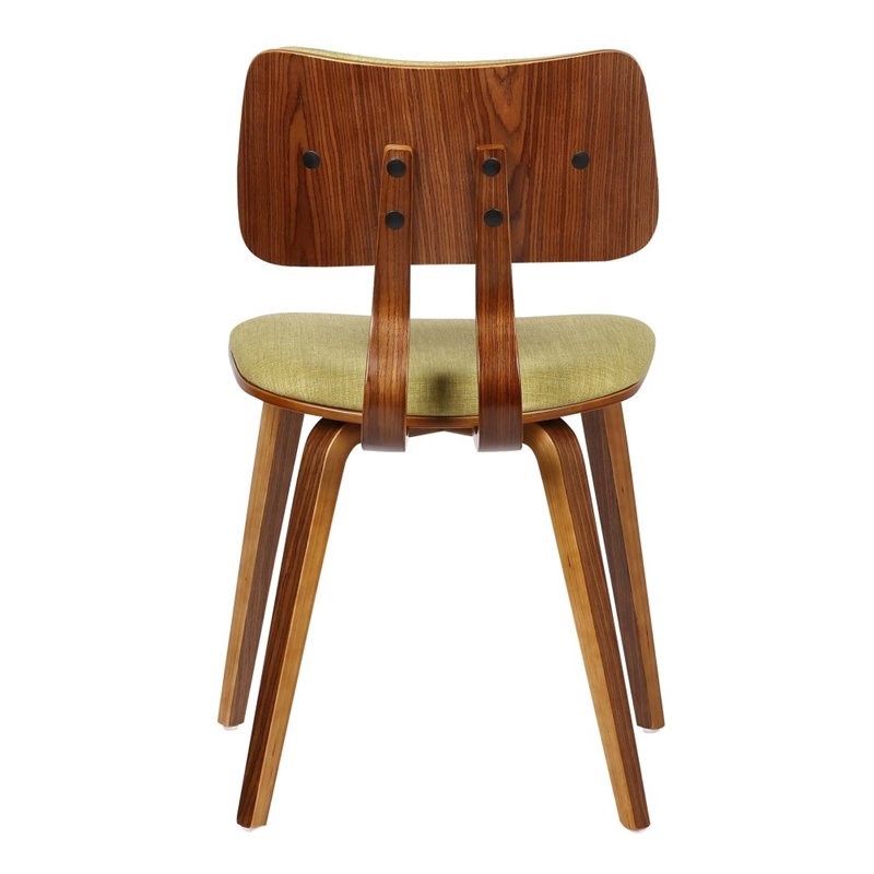 Armen Living Jaguar Dining Chair in Walnut and Green