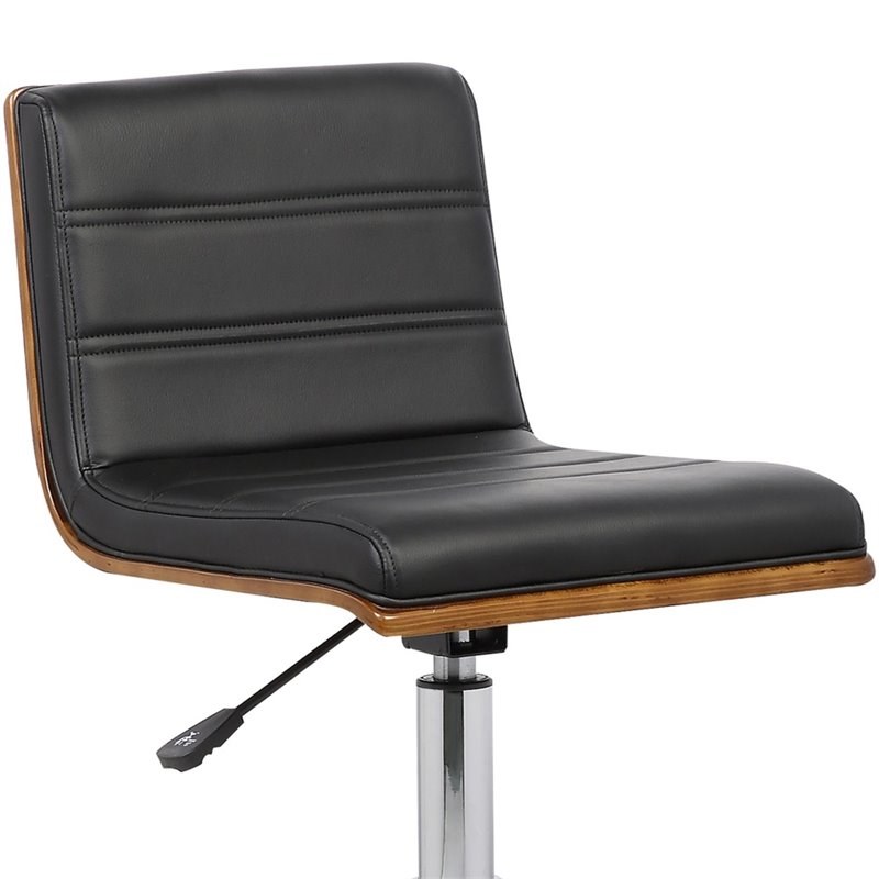 Armen Living Faux Leather Swivel Office Chair in Black and Chrome